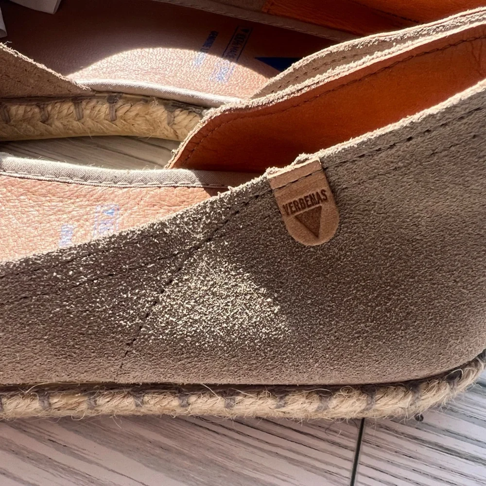 Verbenas Stylish Beige Espadrille Leather flats, Made in Spain Size US 8 EU 39 - Picture 4 of 6